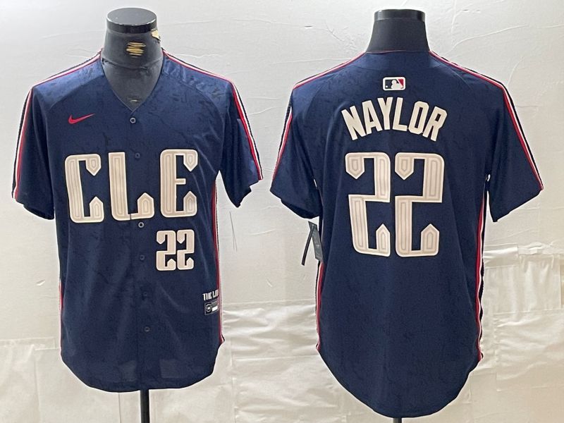 Men Cleveland Indians #22 Naylor Blue City Edition Nike 2024 MLB Jersey style 10